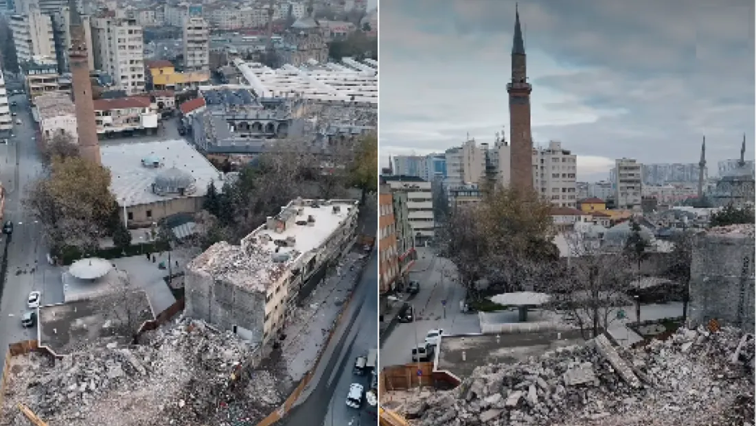 Cami Kebir’in etrafındaki yapılar yıkılıyor