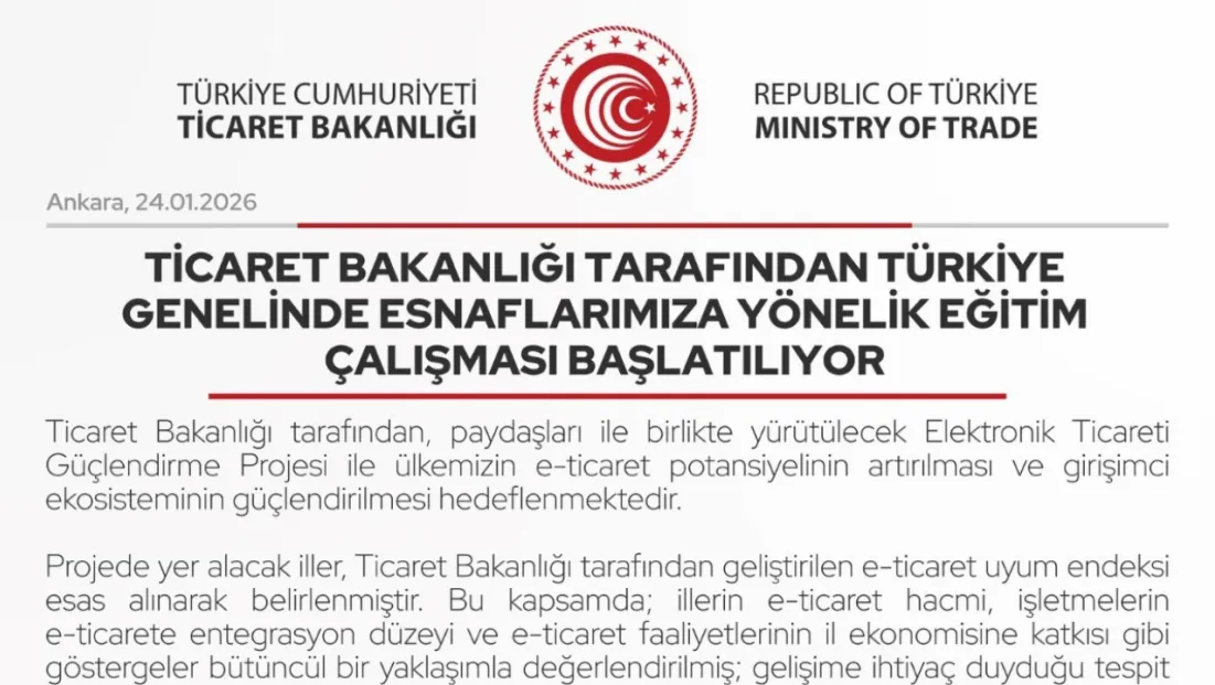 Ticaret Bakanlığı'ndan Esnaflar için Eğitim Programı