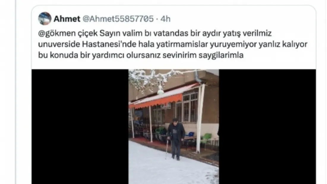 Vatandaş sosyal medya mecrasından seslendi, Vali Çiçek anında karşılık verdi