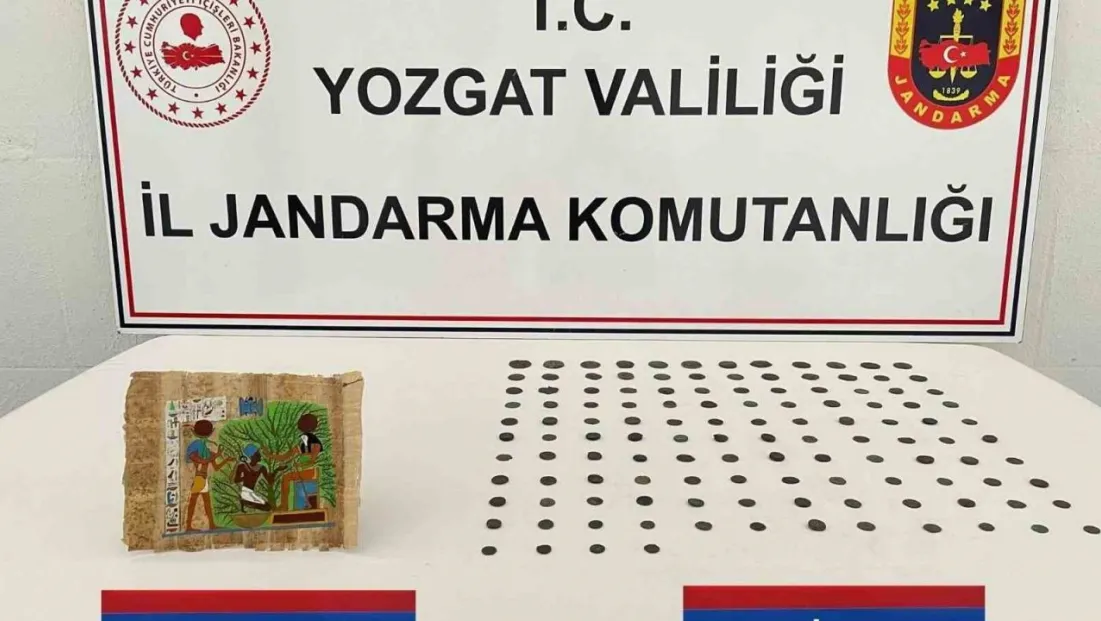Yozgat'ta papirüs kağıdı ve 124 sikke ele geçirildi