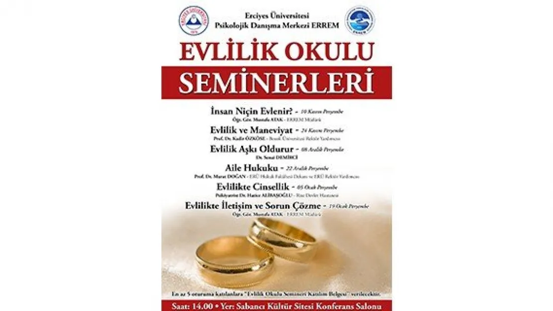 Evlilik okulu seminerleri başlıyor