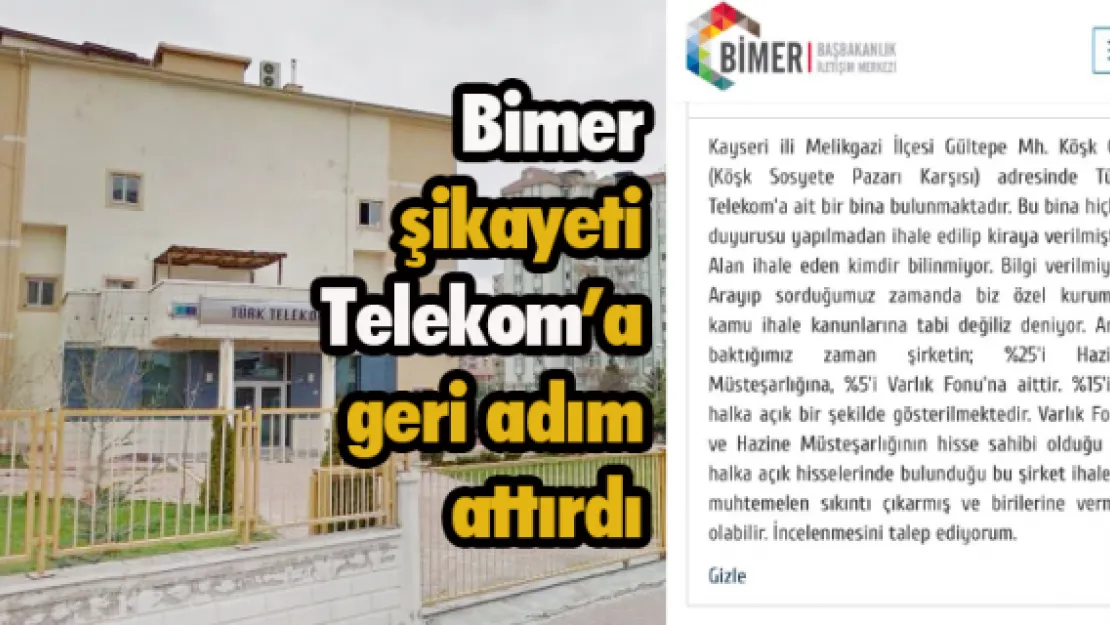 Bimer şikayeti Telekom'a geri adım attırdı