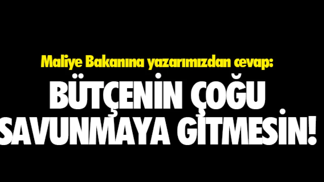 BÜTÇENİN ÇOĞU SAVUNMAYA GİTMESİN!