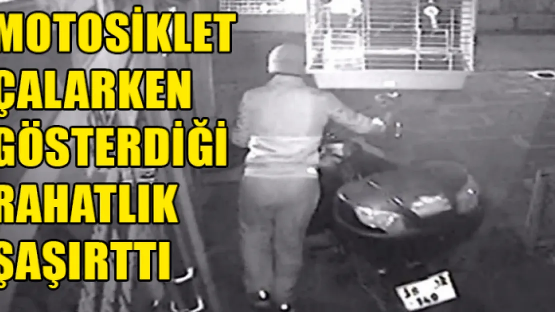 Motosiklet hırsızının rahatlığı güvenlik kamerasında