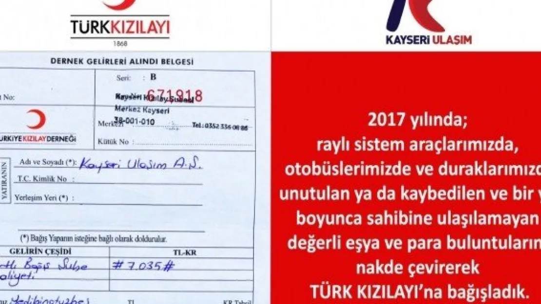 Kayıp eşyalar bağış oldu