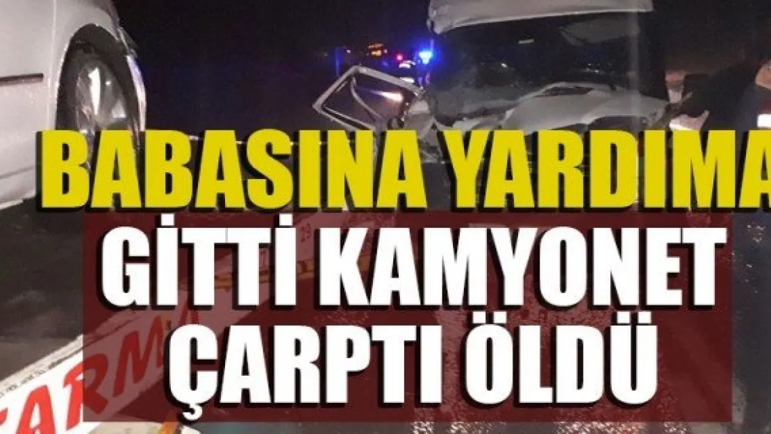 BABASINA YARDIMA GİTTİ, KAMYONET ÇARPTI ÖLDÜ