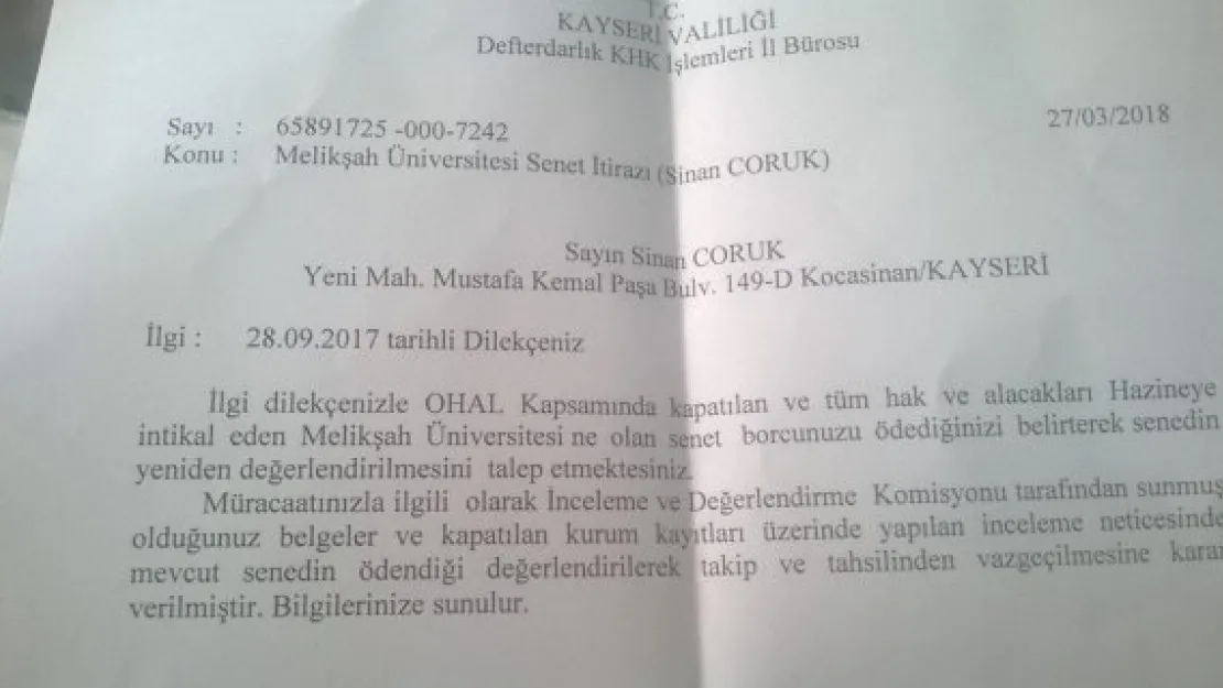 Sinan Coruk mücadeleyi kazandı