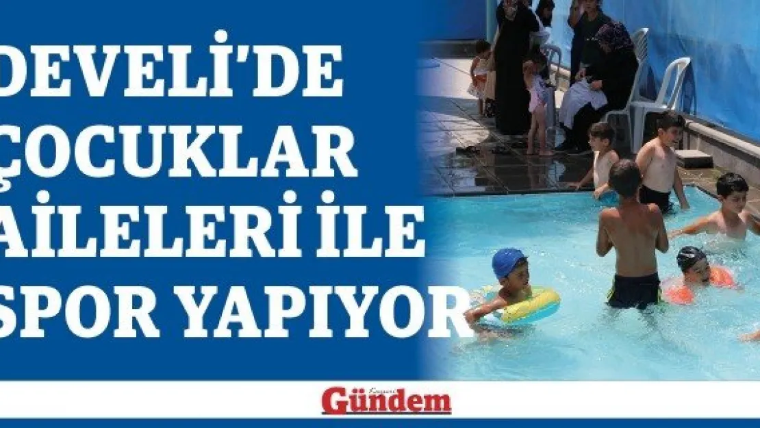 Develi'de çocuklar aileleri ile spor yapıyor