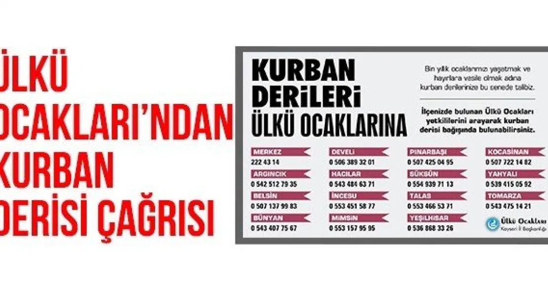 Ülkü Ocakları'ndan Kurban derisi çağrısı