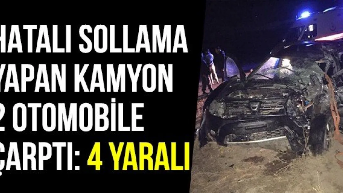 Hatalı Sollama Yapan Kamyon 2 Otomobile Çarptı: 4 Yaralı