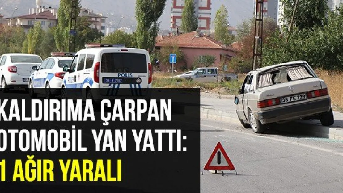 Kaldırıma Çarpan Otomobil Yan Yattı: 1 Ağır Yaralı