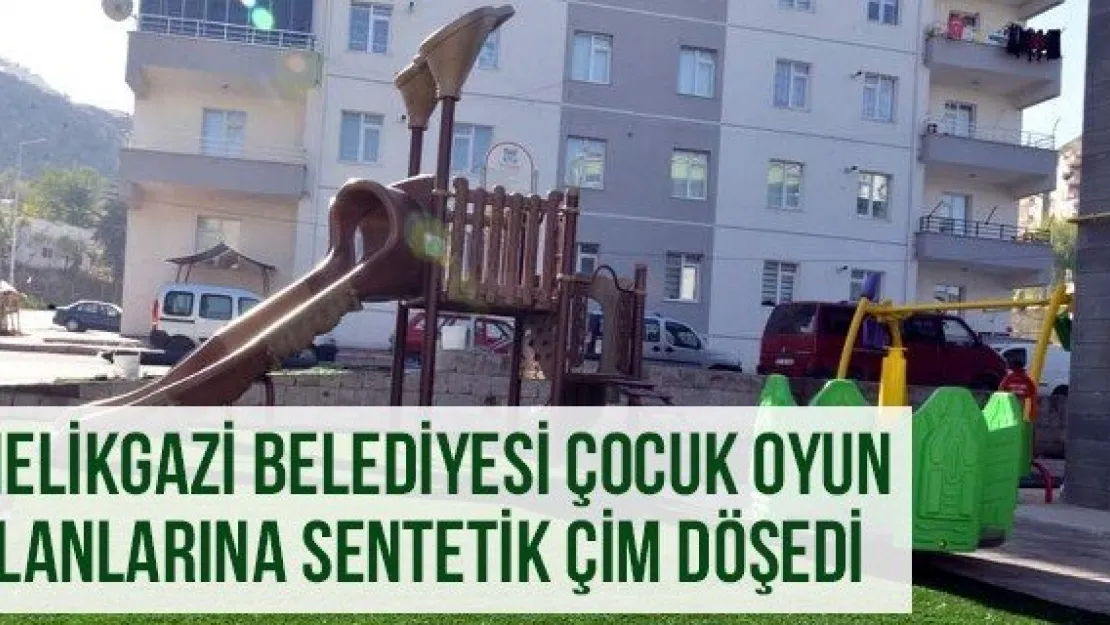 Melikgazi Belediyesi Çocuk Oyun Alanlarına Sentetik Çim Döşedi