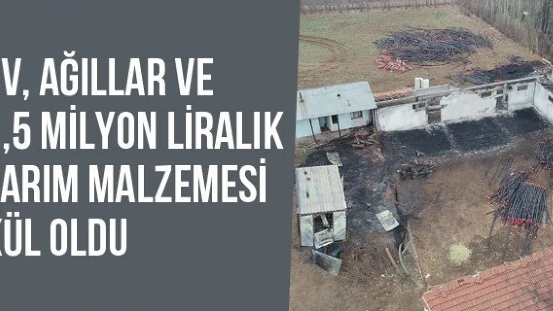 Ev, Ağıllar Ve 1,5 Milyon Liralık Tarım Malzemesi Kül Oldu