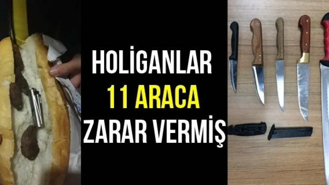 Holiganlar 11 Araca Zarar Vermiş