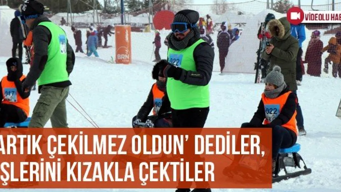 'Artık Çekilmez Oldun' dediler, eşlerini kızakla çektiler