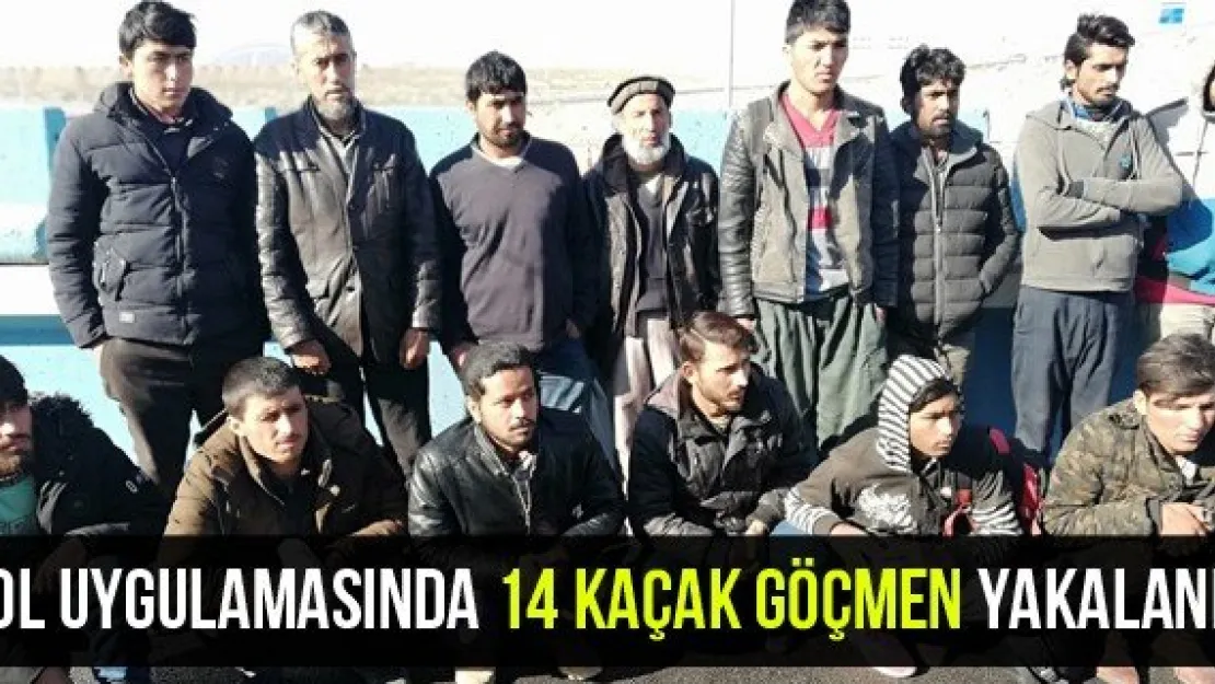 Yol uygulamasında 14 kaçak göçmen yakalandı