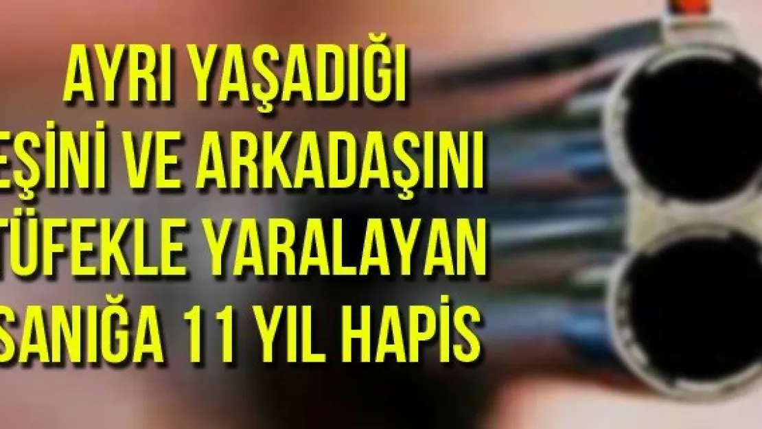 Ayrı yaşadığı eşini ve arkadaşını tüfekle yaralayan sanığa 11 yıl hapis