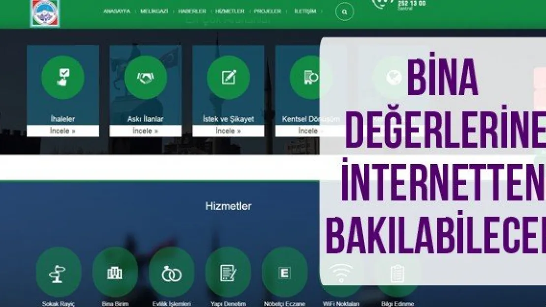 Bina değerlerine internetten bakılabilecek