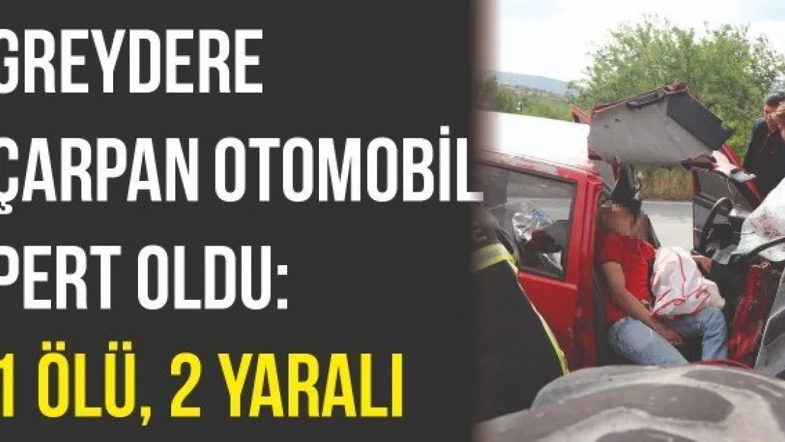 Greydere çarpan otomobil pert oldu: 1 ölü, 2 yaralı