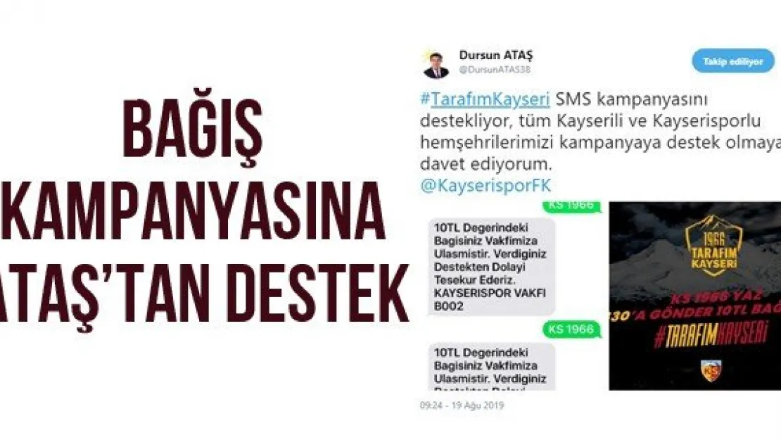 Bağış kampanyasına Ataş'tan destek