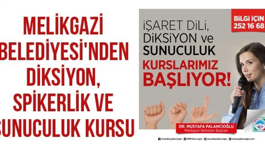 Melikgazi Belediyesi'nden Diksiyon, Spikerlik ve Sunuculuk Kursu