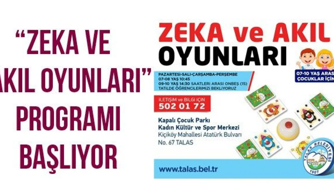 'Zeka ve Akıl Oyunları' programı başlıyor