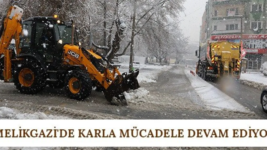 Melikgazi'de karla mücadele devam ediyor