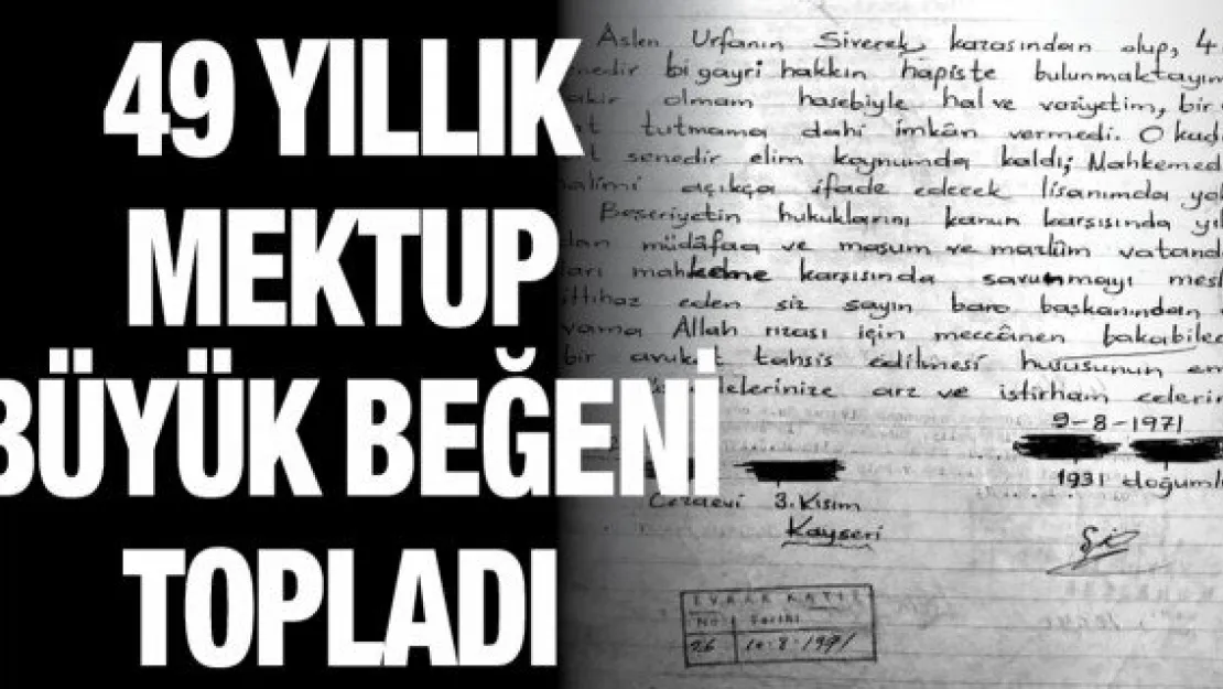 49 yıllık mektup büyük beğeni topladı