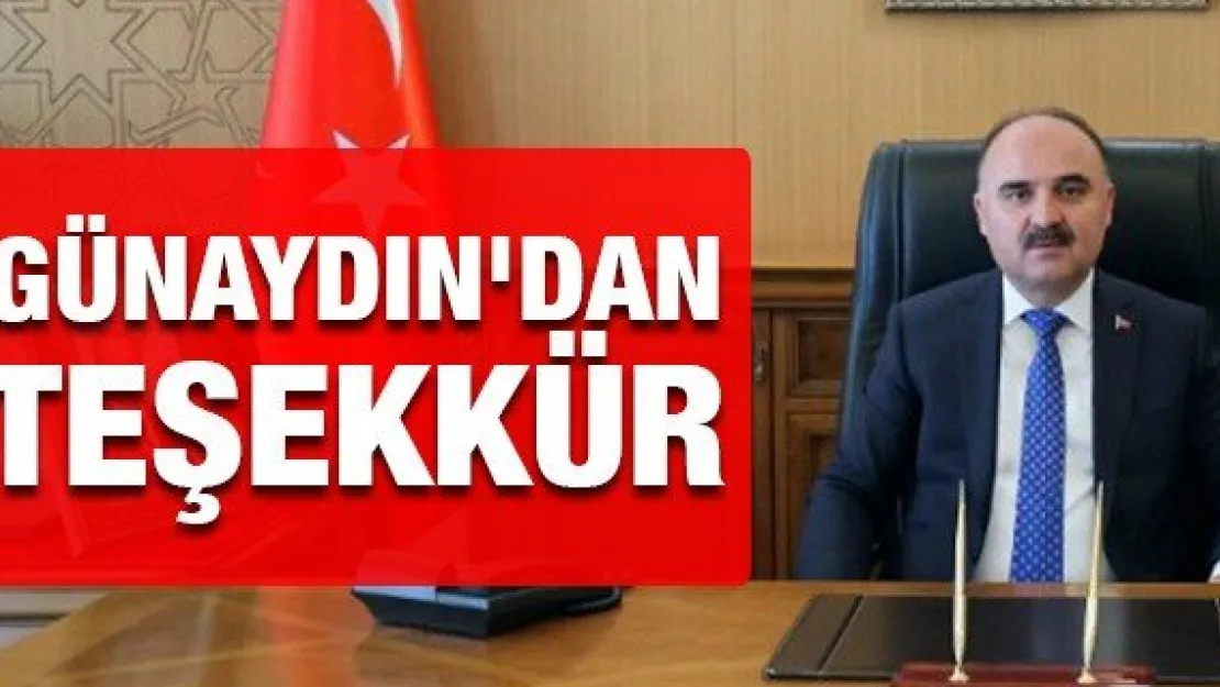 Vali Günaydın'dan teşekkür