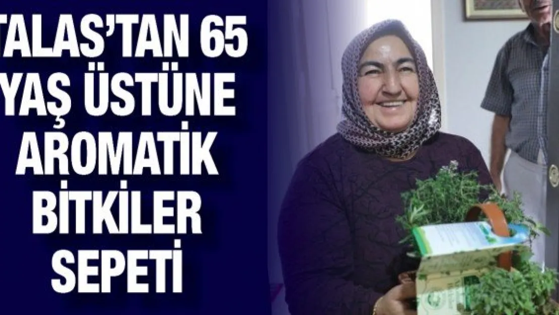 Talas'tan 65 yaş üstüne aromatik bitkiler sepeti