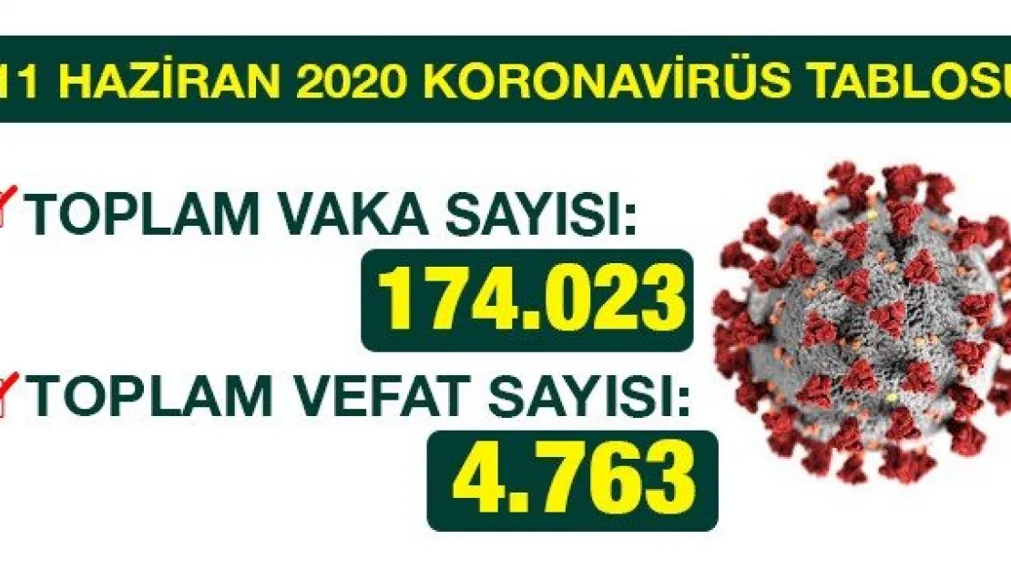 11 HAZİRAN 2020 KORONAVİRÜS TABLOSU