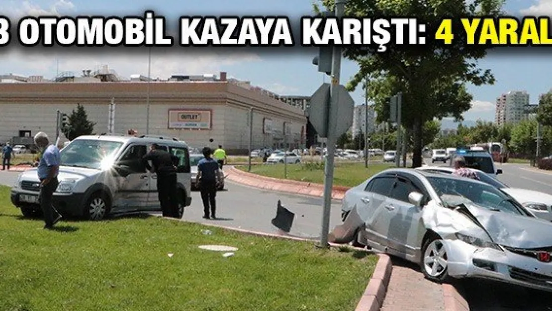 Kayseri'de 3 otomobil kazaya karıştı: 4 yaralı