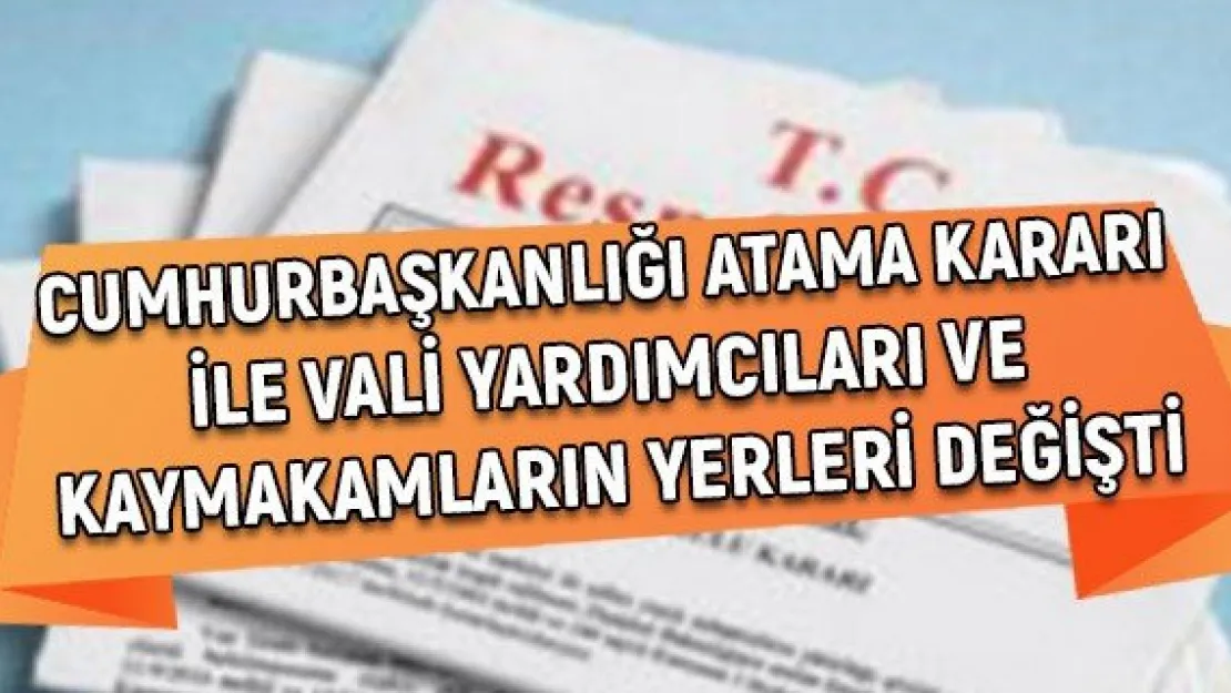 Cumhurbaşkanlığı Atama Kararı ile Vali Yardımcıları ve Kaymakamların Yerleri Değişti