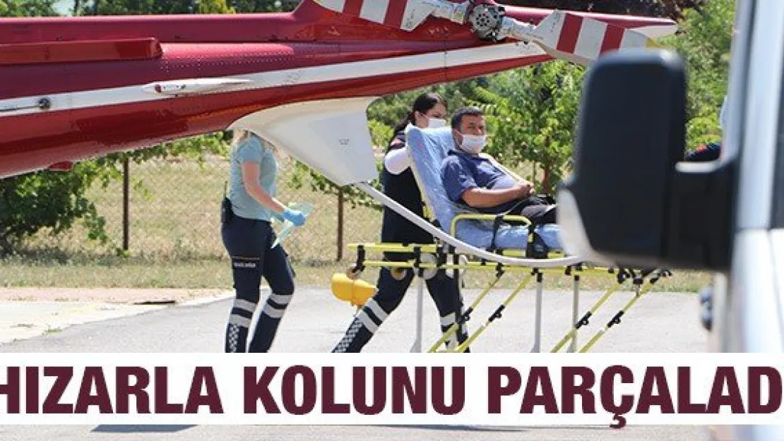 Hızarla kolunu parçaladı