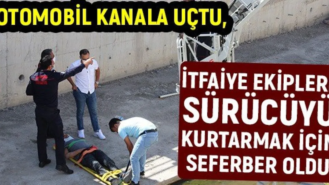 Kayseri'de otomobil kanala uçtu, itfaiye ekipleri sürücüyü kurtarmak için seferber oldu
