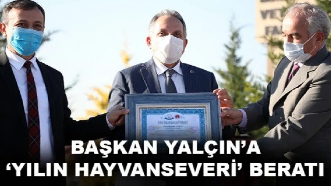 BAŞKAN YALÇIN'A 'YILIN HAYVANSEVERİ' BERATI