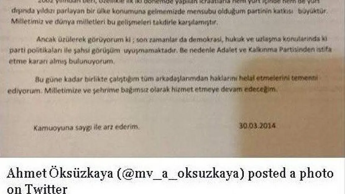 Son Tuzluk'ta istifa etti