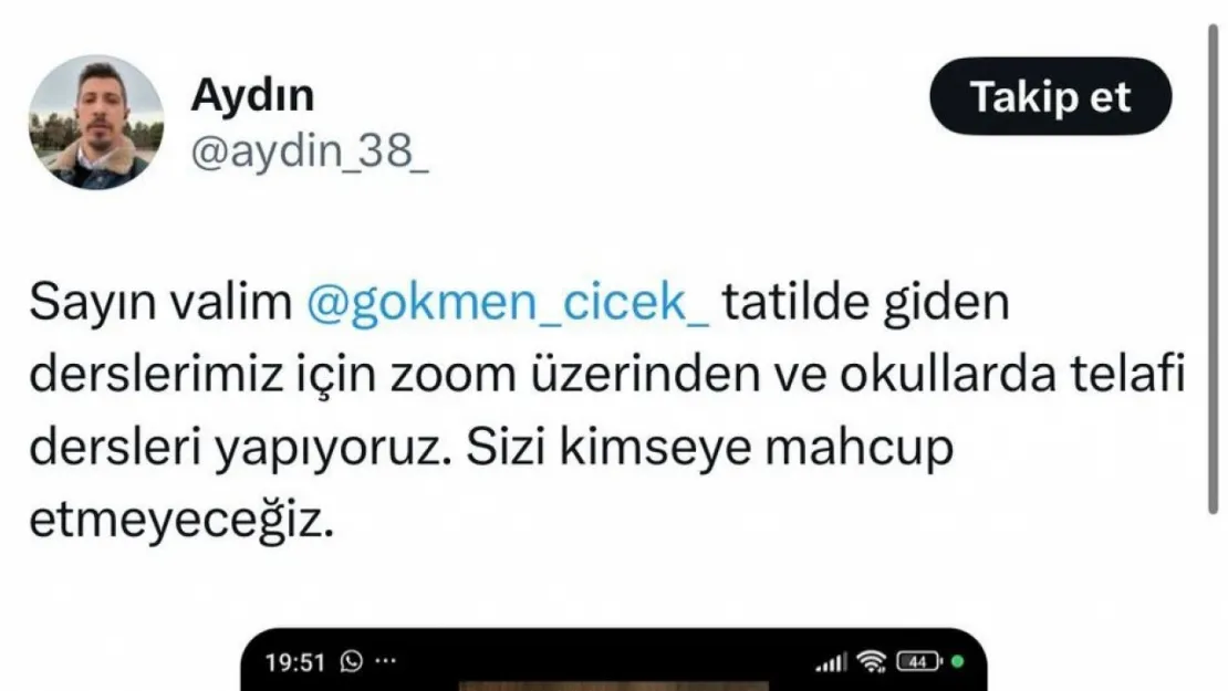 Aydın Öğretmen Vali Çiçek'e seslendi: Sizi kimseye mahçup etmeyeceğiz