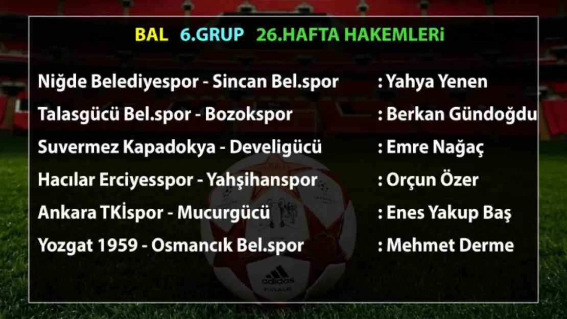 BAL 6. Grup'ta 26. hafta maçlarının hakemleri açıklandı