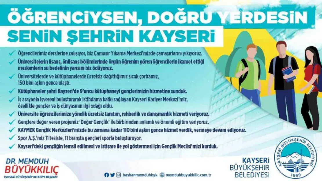 Başkan Büyükkılıç: 'Kayseri, öğrenciler için doğru şehir'