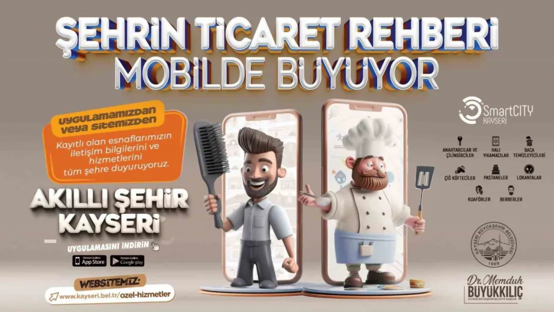 Kayserinin ticaret rehberi mobilde