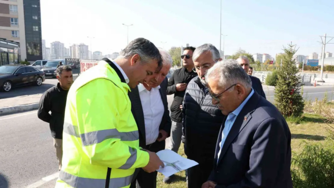 Başkan Büyükkılıç'tan raylı sistem hattı çalışmalarına yakın markaj