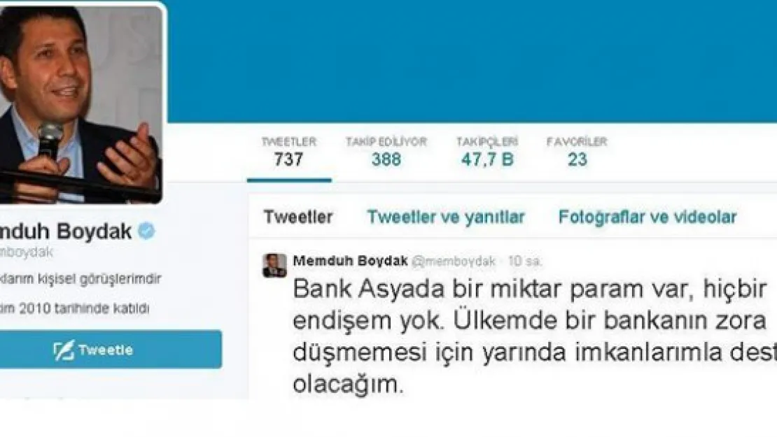 Boydak'tan Bank Asya'ya destek!