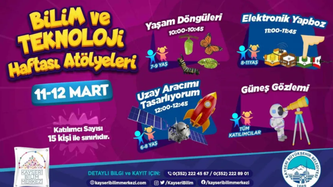 Büyükşehir'in Bilim Merkezi'nden 'Bilim Ve Teknoloji Haftası atölyeleri'