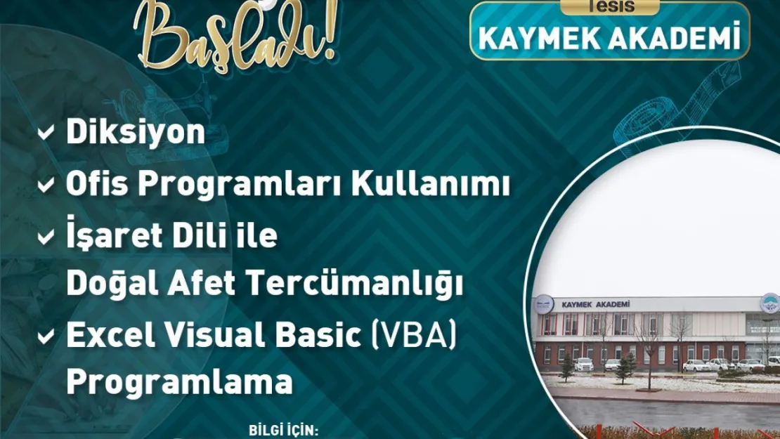 KAYMEK'in yeni kurslarına kayıtlar başladı