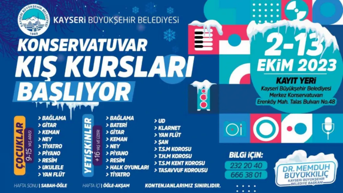 Konservatuvar kış kursları kayıtlarını almaya başlıyor