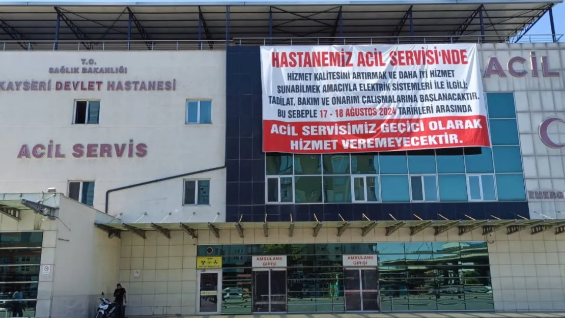 Devlet Hastanesi acili 17-18 Ağustos günleri hizmet vermeyecek