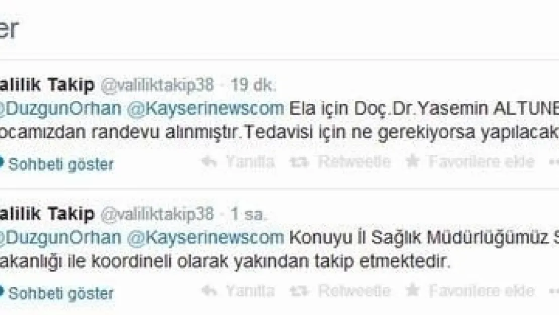 Ela Naz'a Kayseri Valiliği Sahip Çıktı 