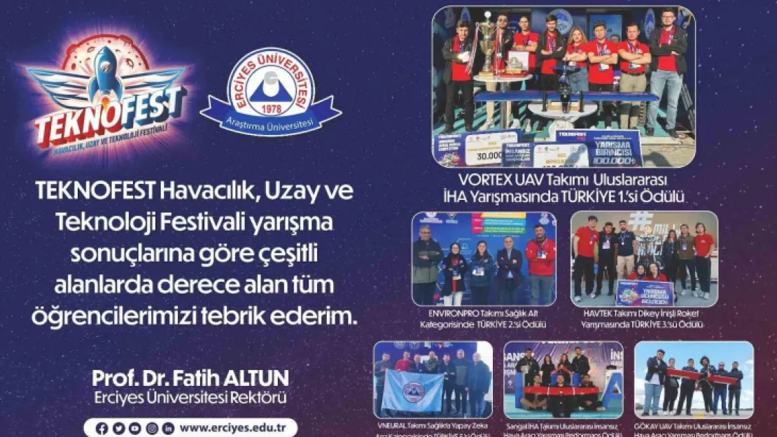 ERÜ'lü öğrencilerin TEKNOFEST başarısı