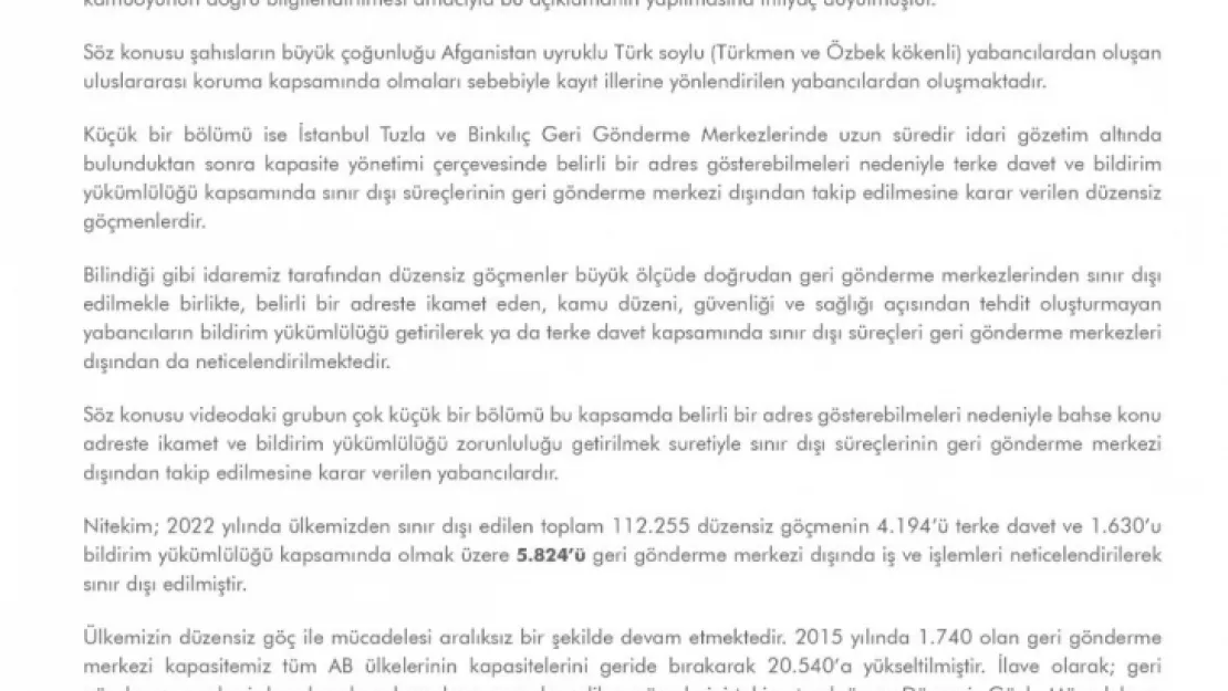 Göç İdaresi'nden, kaçak göçmenlerin Kayseri'ye bırakıldı iddiasıyla ilgili açıklama